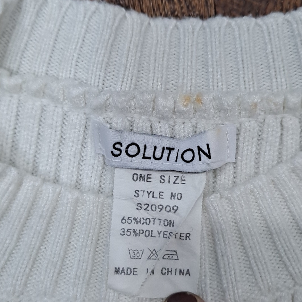 Solution White Knit Ribbed Bell Sleeve Sweater - Picture 4 of 7